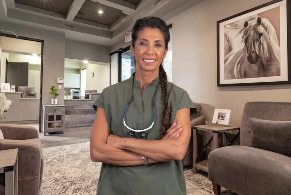 Dr. Pournik inside her dental office