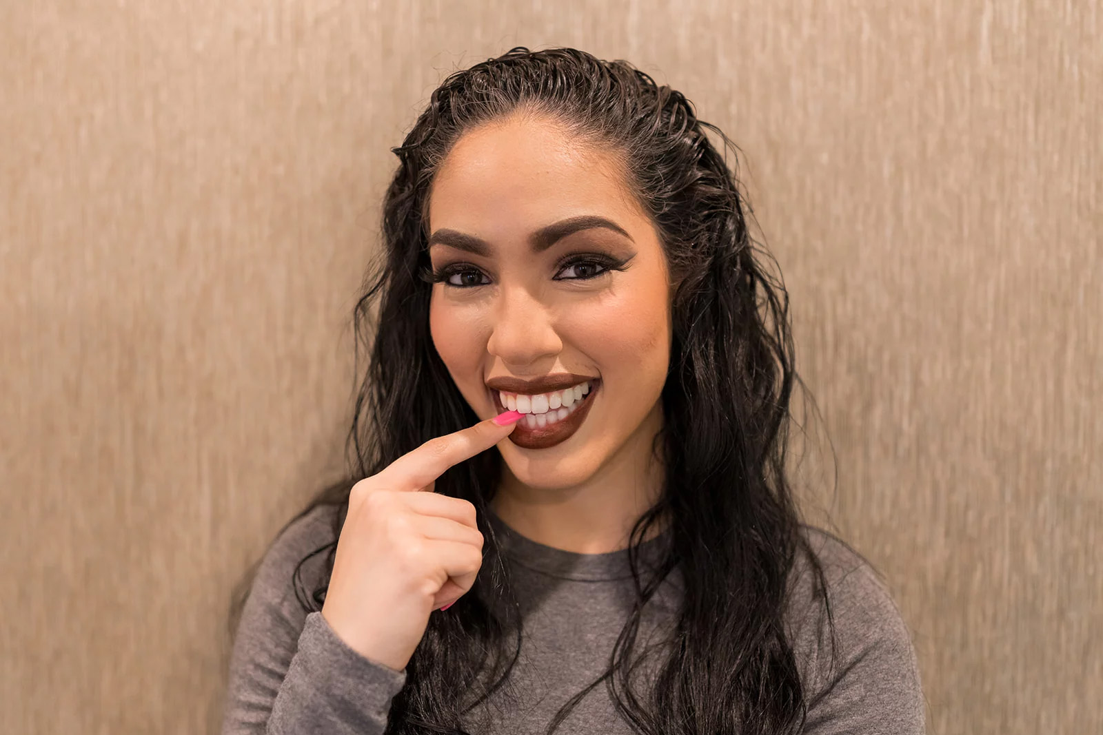 A female patient smiling