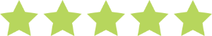 Five green stars in a row